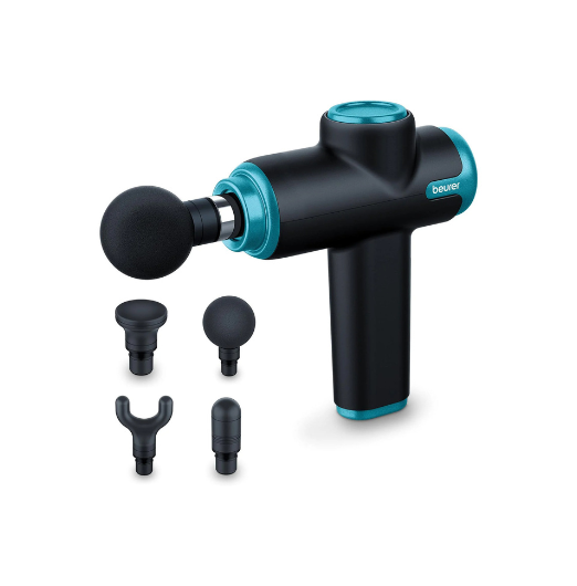 Beurer Fitness MG99CY Therapy Device Massage Gun 0.6 kg Lightweight, 4 head attachments, 5 intensity levels, 5 hours operating time Use for self-myofascial release, relieve muscle soreness and stiffness