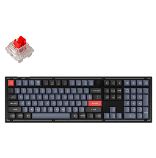 Keychron V6-C1 104 Key Frosted Black Full Assembled Knob Red Switch RGB Hot-Swap Keychron KproMechanical Wired QMK Custom Keyboard