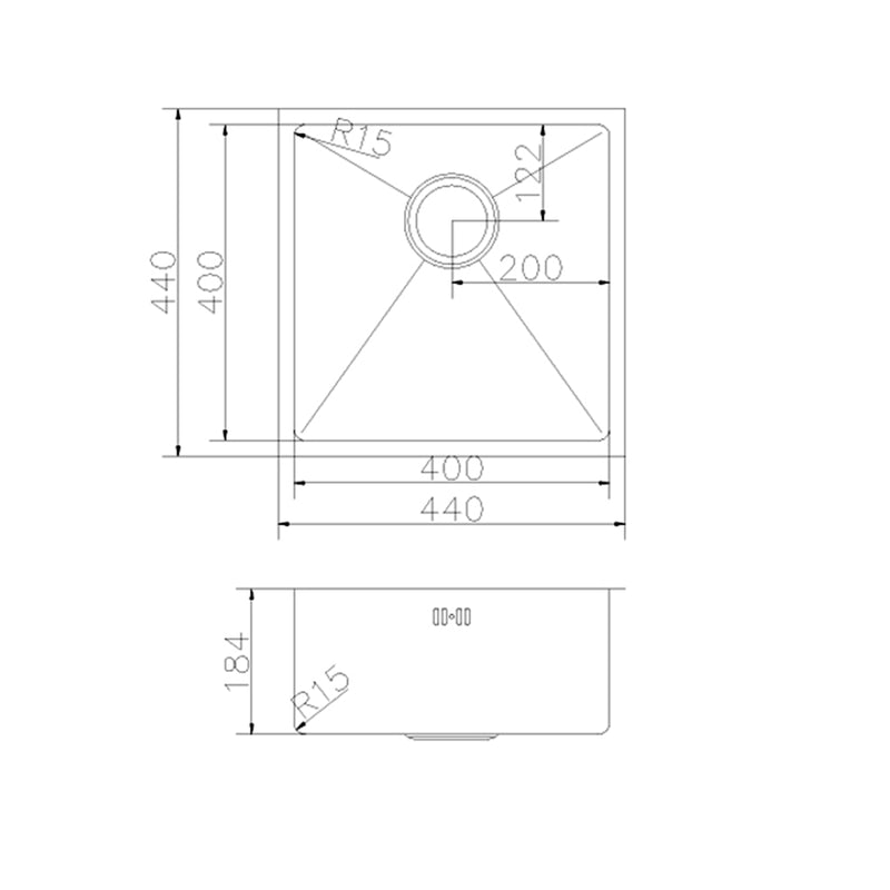 SINX 440 x 440mm Stainless Steel Handmade Sink Bowl