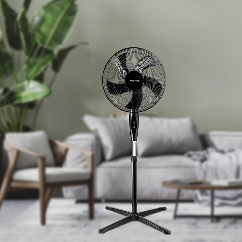 Mistral 40cm Black 5 Blade Pedestal Fan