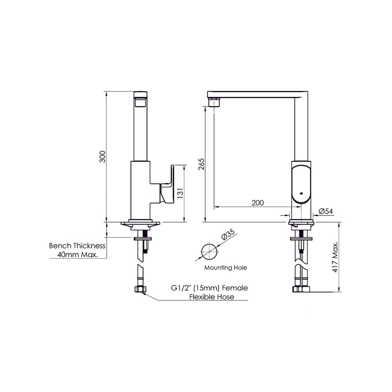 Greens Gun Metal Avalon Sink Mixer - Suits All Pressure