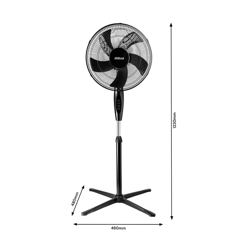 Mistral 40cm Black 5 Blade Pedestal Fan