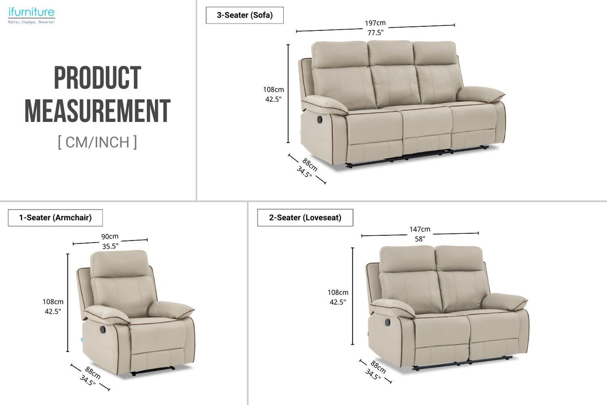 Air Leather Manual Reclining Sofa