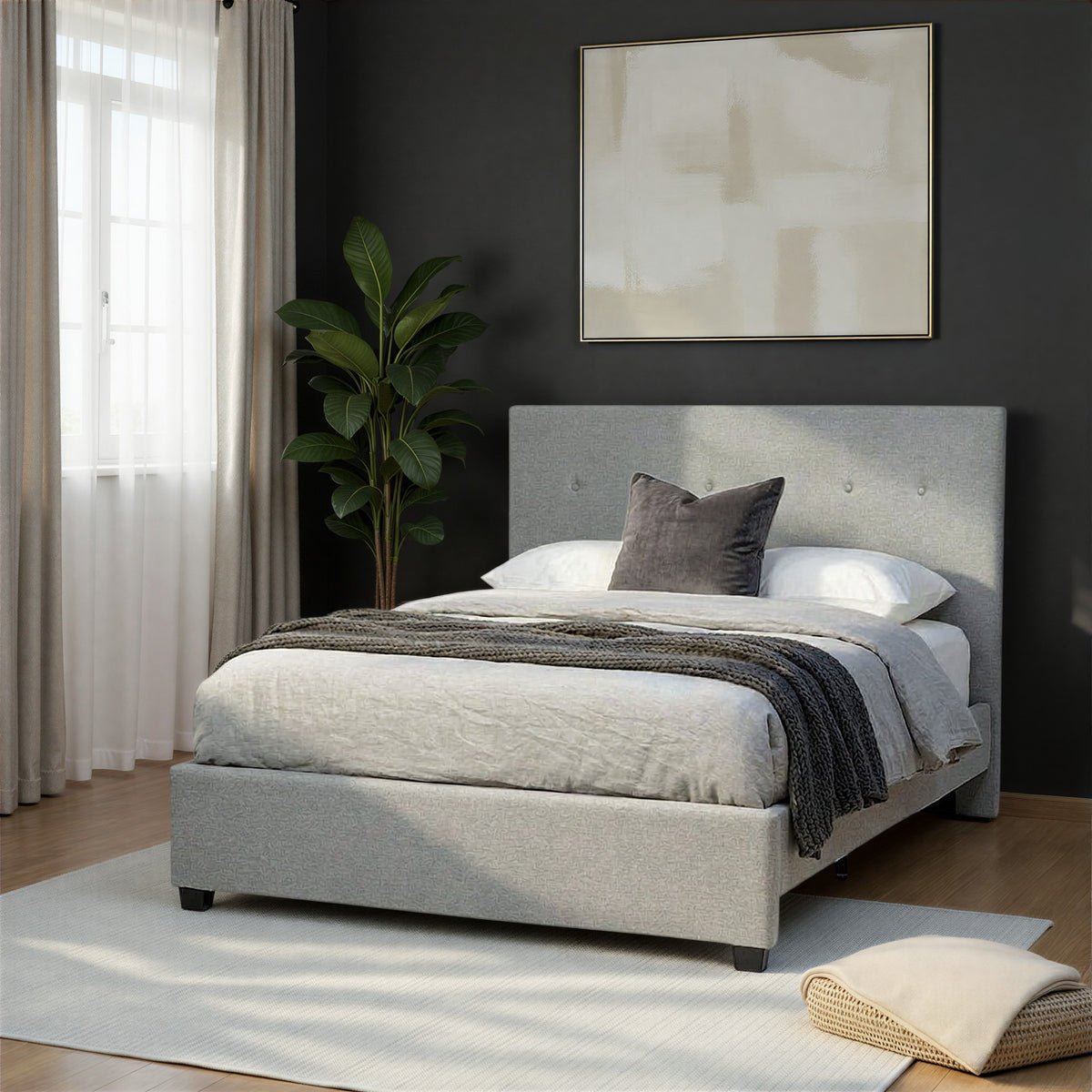 Dallas Double Bed Frame, Light Grey