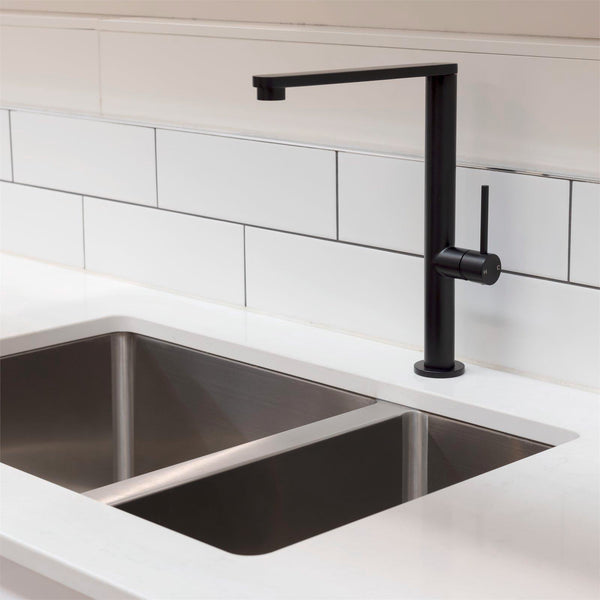 Foreno Matte Black E-Steel Cold Start Square Sink Mixer