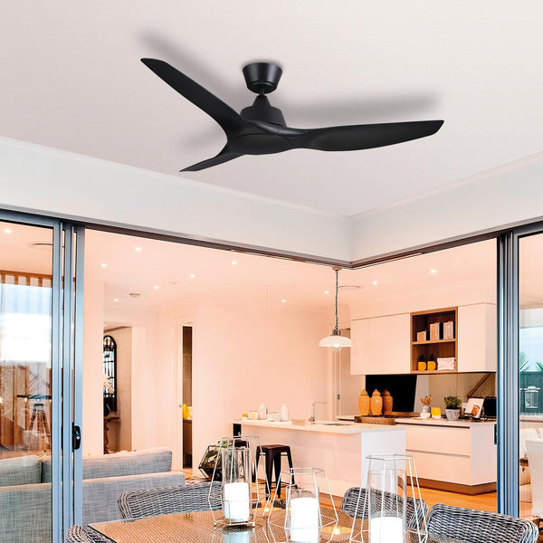 Arlec 130CM Matte Black Akva 3 Blade DC Ceiling Fan