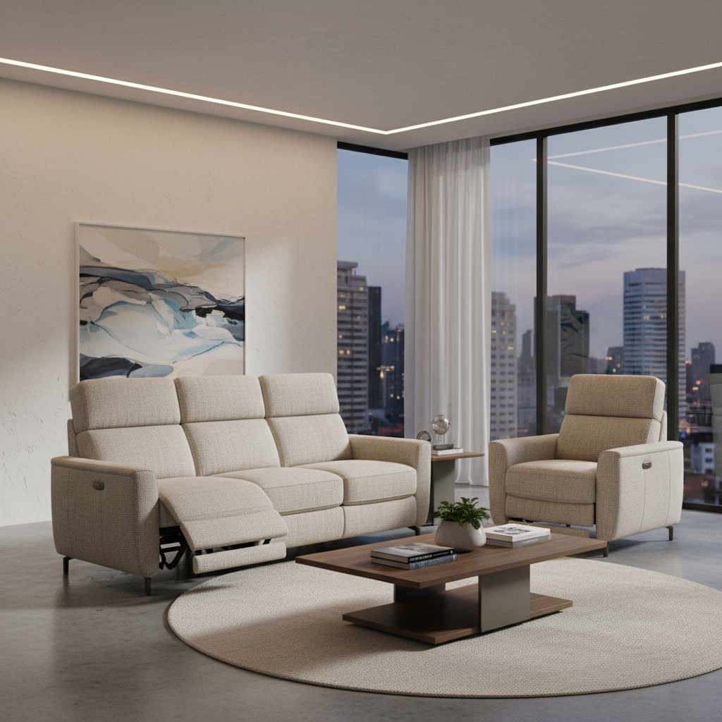 Air Leather Manual Reclining Sofa