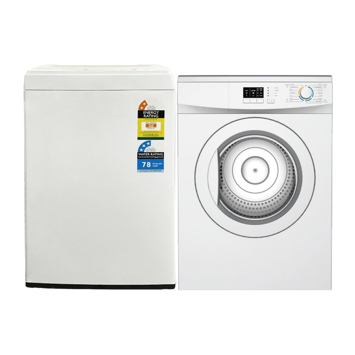 Midea Washing Machine Top Load 5.5kg & Air Vented Dryer 7kg Combo