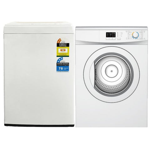 Midea Washing Machine Top Load 5.5kg & Air Vented Dryer 7kg Combo