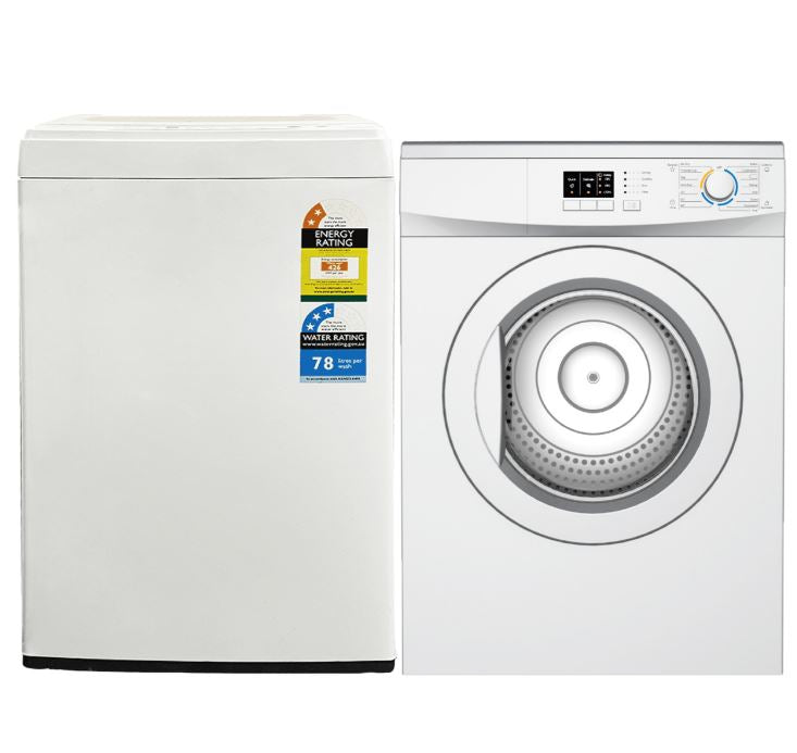 Midea Washing Machine Top Load 5.5kg & Air Vented Dryer 7kg Combo