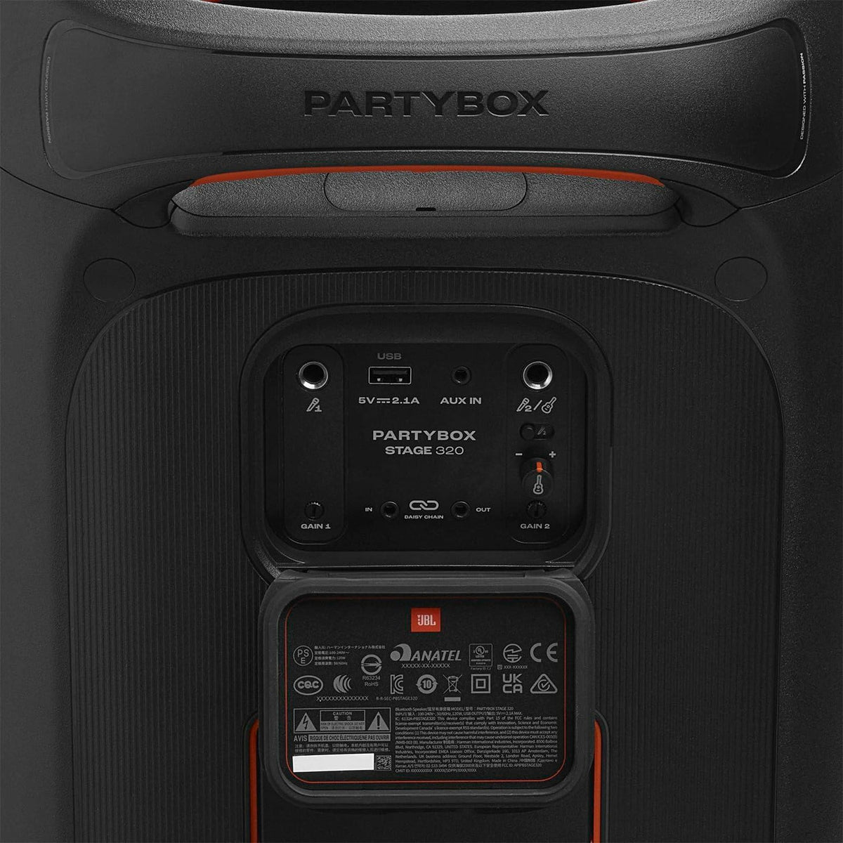 JBL PartyBox Stage 320 Portable Party Speaker Black — angle view