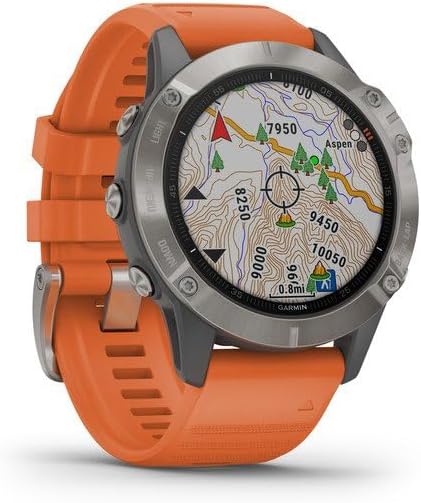 Garmin Fenix 6 Sapphire Multisport GPS Watch - Titanium with Orange Band