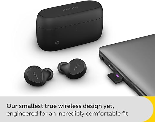 Jabra Evolve2 True Wireless Earbuds - in-Ear Bluetooth Earbuds with Active Noise Cancellation & 4-Mic MultiSensor Voice Technology - Microsoft Teams Certified, Works with All Meeting Apps - Black