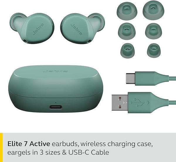 Jabra Elite 7 Active in-Ear Bluetooth Earbuds - True Wireless Sports Ear Buds with Jabra ShakeGrip for The Ultimate Active fit, Adjustable Active Noise Cancellation and Alexa Built-in - Mint