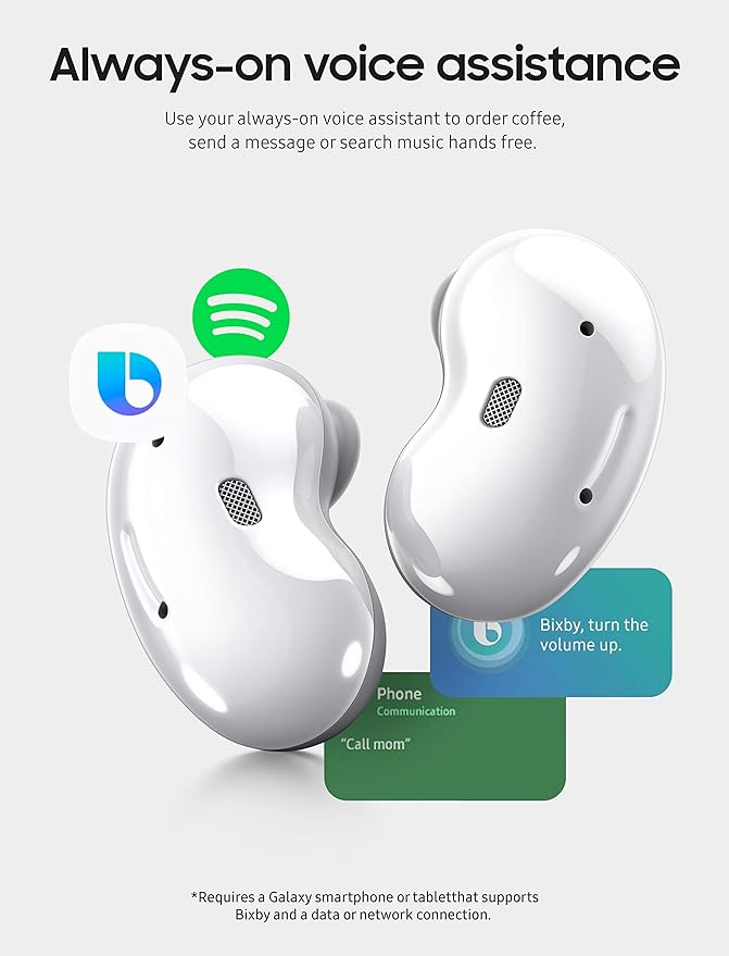 Samsung Galaxy Buds Live, True Wireless Earbuds W/Active Noise Cancelling (Wireless Charging Case Included), Mystic White (US Version)