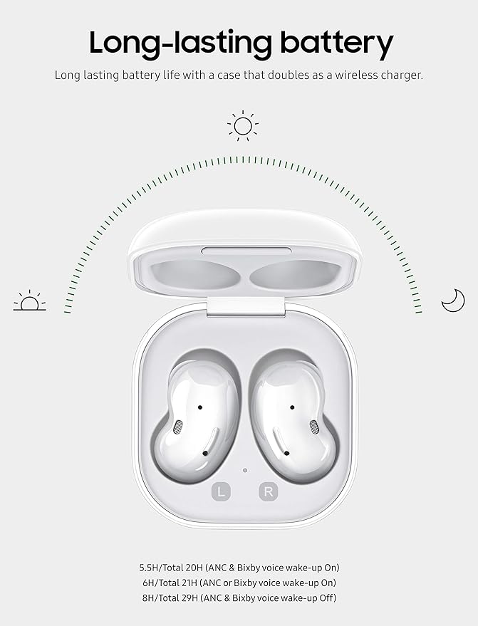 Samsung Galaxy Buds Live, True Wireless Earbuds W/Active Noise Cancelling (Wireless Charging Case Included), Mystic White (US Version)