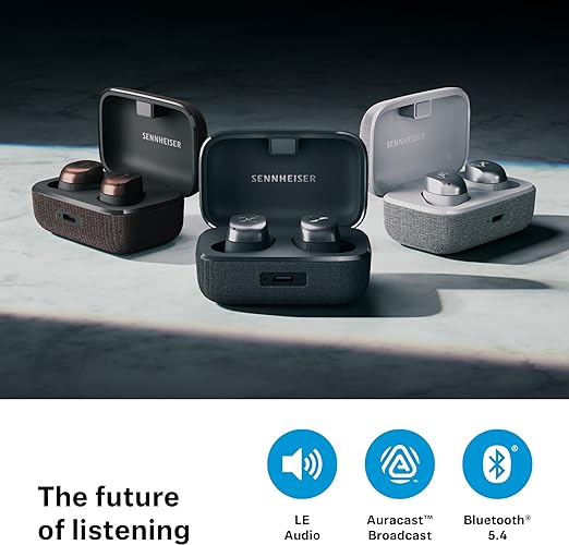 Sennheiser MOMENTUM True Wireless 4 Smart Earbuds with Bluetooth 5.4, Crystal-Clear Sound, Comfortable Design, 30-Hour Battery Life, Adaptive ANC, LE Audio and Auracast - White Silver