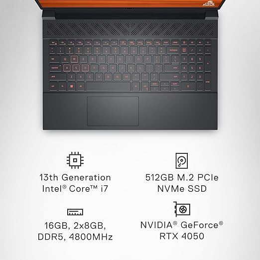 Dell Laptop Gaming G15 5530 - Core i7-13650HX - 15.6” FHD 120Hz - 16GB Memory - 512GB SSD - NVIDIA® GeForce® RTX 4050 Graphics - Win 11 Home - 1 Year Basic Onsite Support by Dell - Dark Shadow Gray