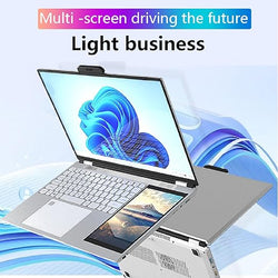 Double Screen Laptop for Windows11, 15.6 Inch 1920 * 1080 16GB RAM Celeron N5105 Laptop with Color Backlight Keyboard, Magnetic Camera, 5G Dual Band WiFi, 5000mAh (16GB+256GB AU