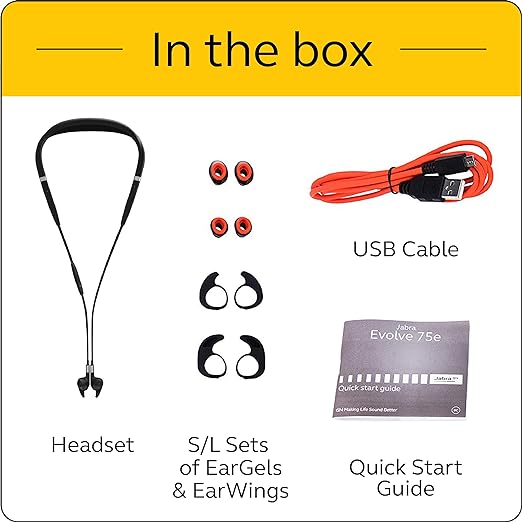 Jabra Evolve 75e MS Teams Bluetooth Wireless in-Ear Earphones with Mic - Noise-Canceling