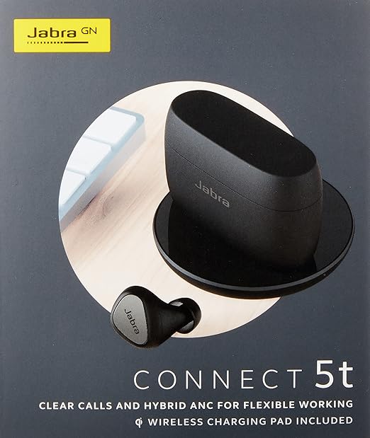 Jabra Connect 5t in-Ear True Wireless Earbuds for Working from Home, with 6-mic Call Technology and Hybrid ANC for Better Focus - Titanium Black