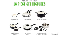 GreenLife 16pc Soft Grip Ceramic Non-Stick Cookware Set