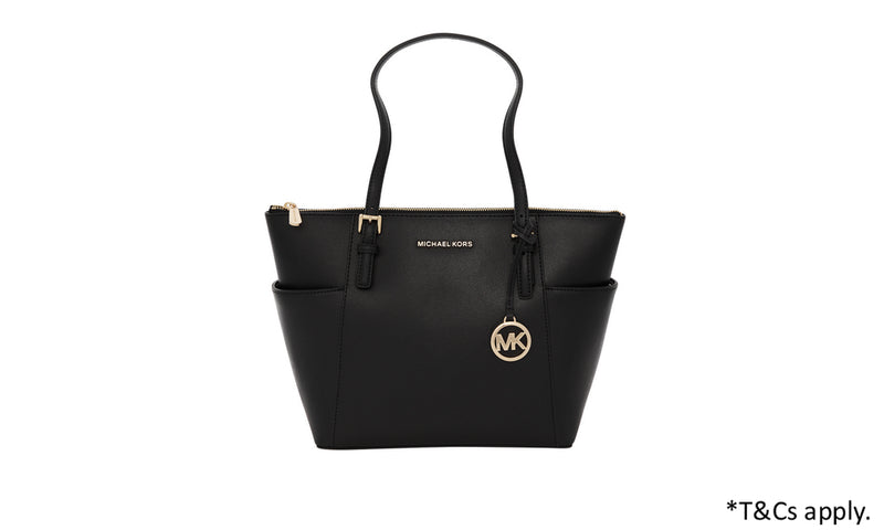 Michael Kors Jet Set Leather Tote Bag Women's Handbag Luggage Large - Black