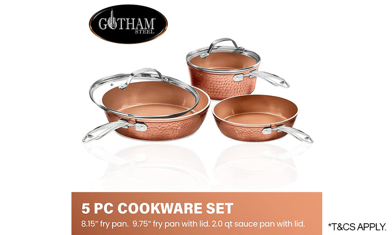 Gotham Steel Premium Hammered Cookware â€“ 5 Piece