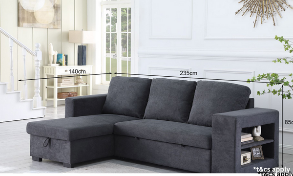 Lucena Reversible Sectional Sofa/Sofa bed with Storage (DARK GRAY)